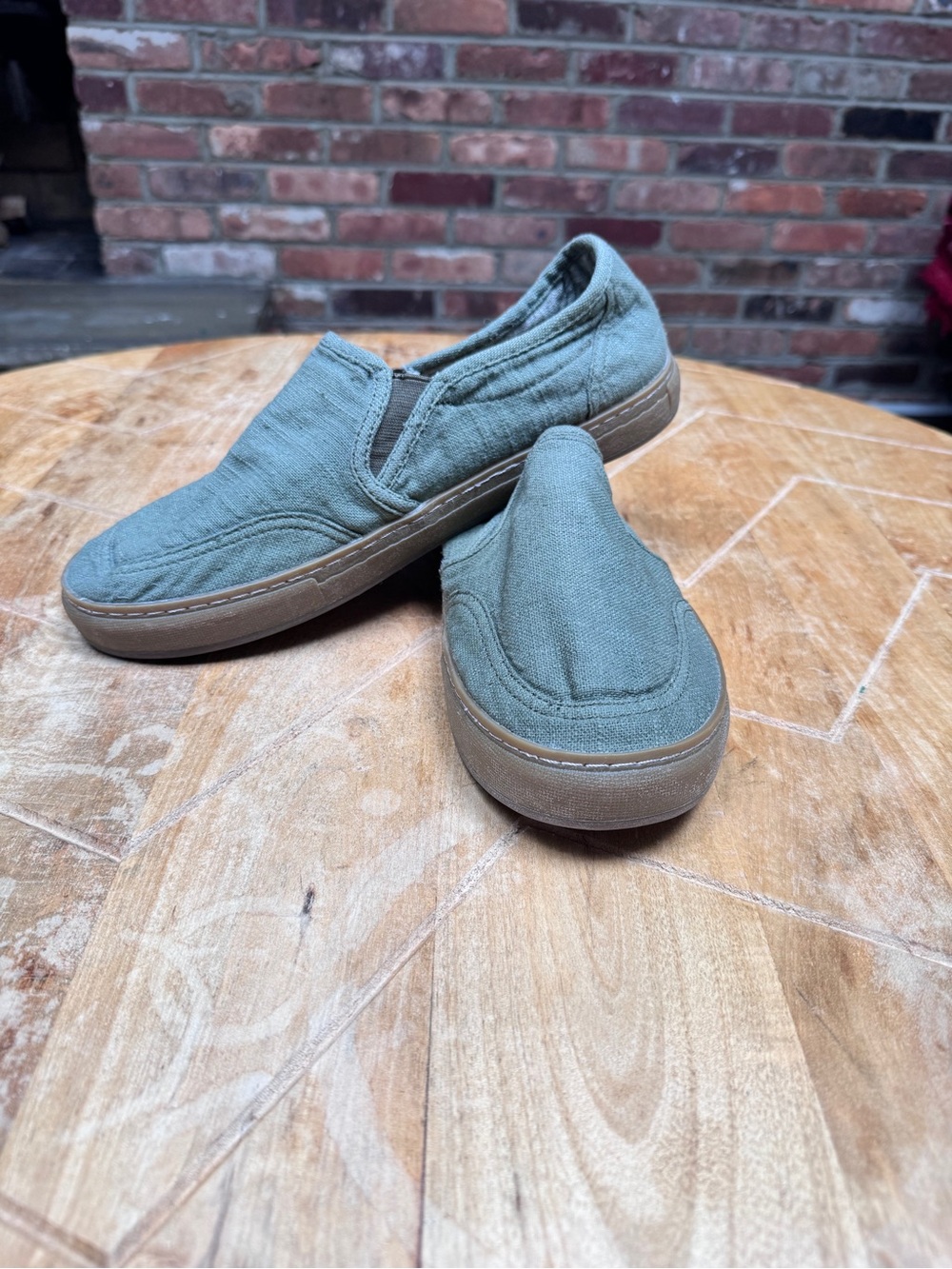 Sanuk Men's Slip-On Canvas Loafers in Olive 11